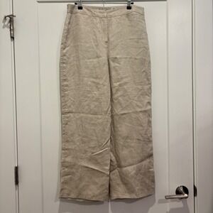 Hobbs London Mens Beige Linen Wide Leg Trousers Pants US 8‎ EU 40 UK 12